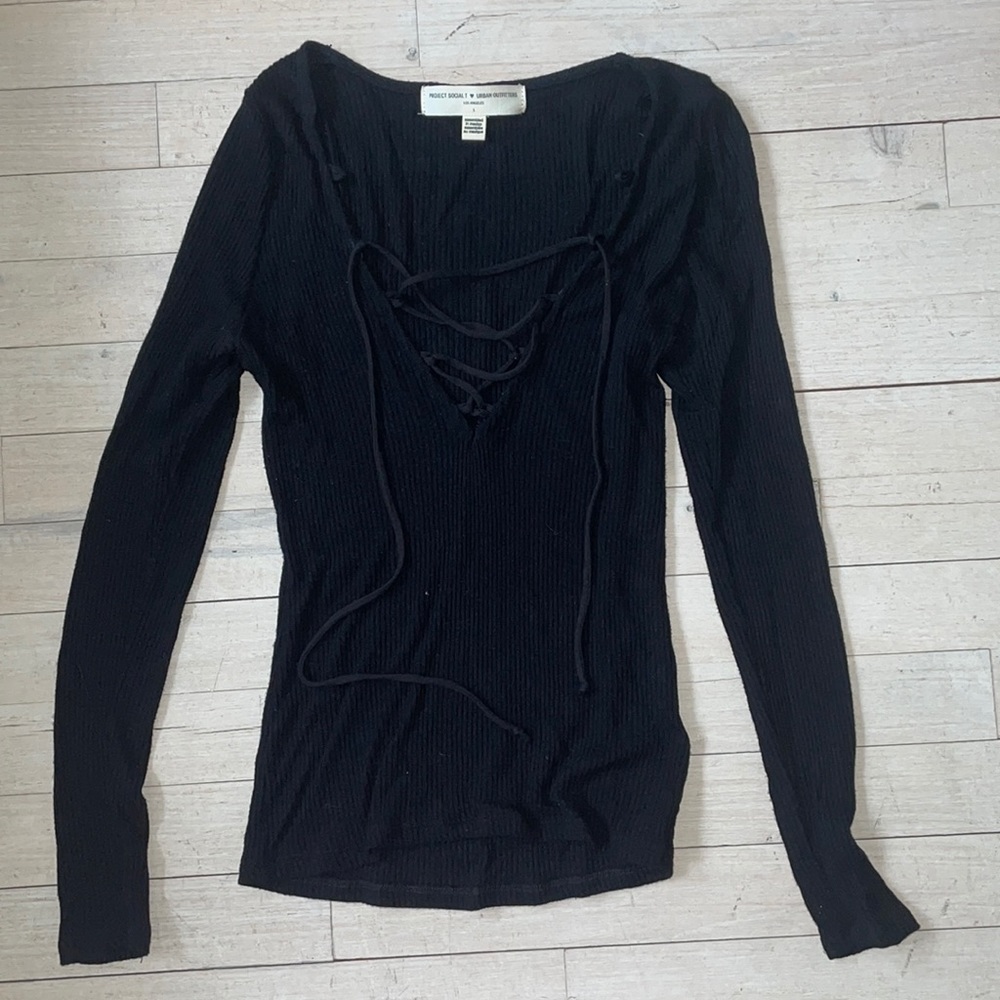 Urban outfitters black lace-up top